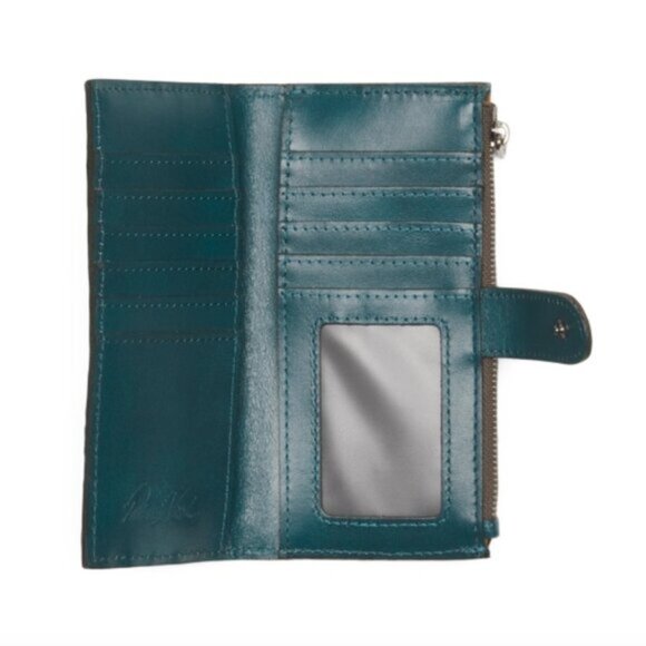 PATRICIA NASH Nazari Blue Coral Tooled Bifold RFID Leather Wallet - Picture 6 of 11